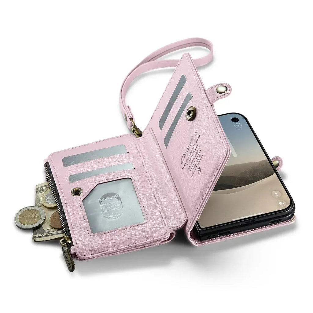 Oslaro Multifunctional Leather Crossbody Wallet Case with RFID Blocker & Wireless Charging for iPhone Duo