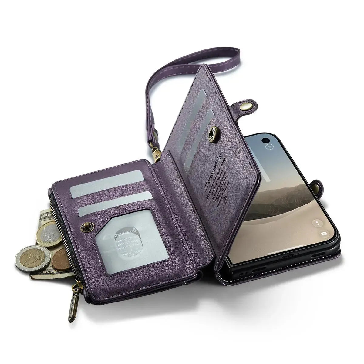 Oslaro Multifunctional Leather Crossbody Wallet Case with RFID Blocker & Wireless Charging for iPhone Duo