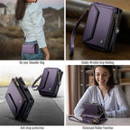 Oslaro Multifunctional Leather Crossbody Wallet Case with RFID Blocker & Wireless Charging for iPhone Duo