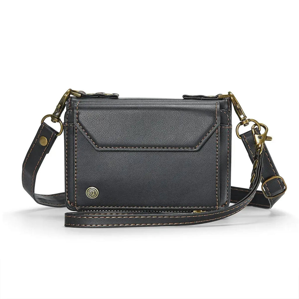 Oslaro Multifunctional Leather Crossbody Wallet Case with RFID Blocker & Wireless Charging for iPhone Duo