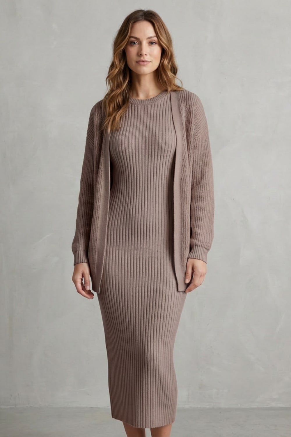 Adriana Ribbed Knit Midi Dress Set_10