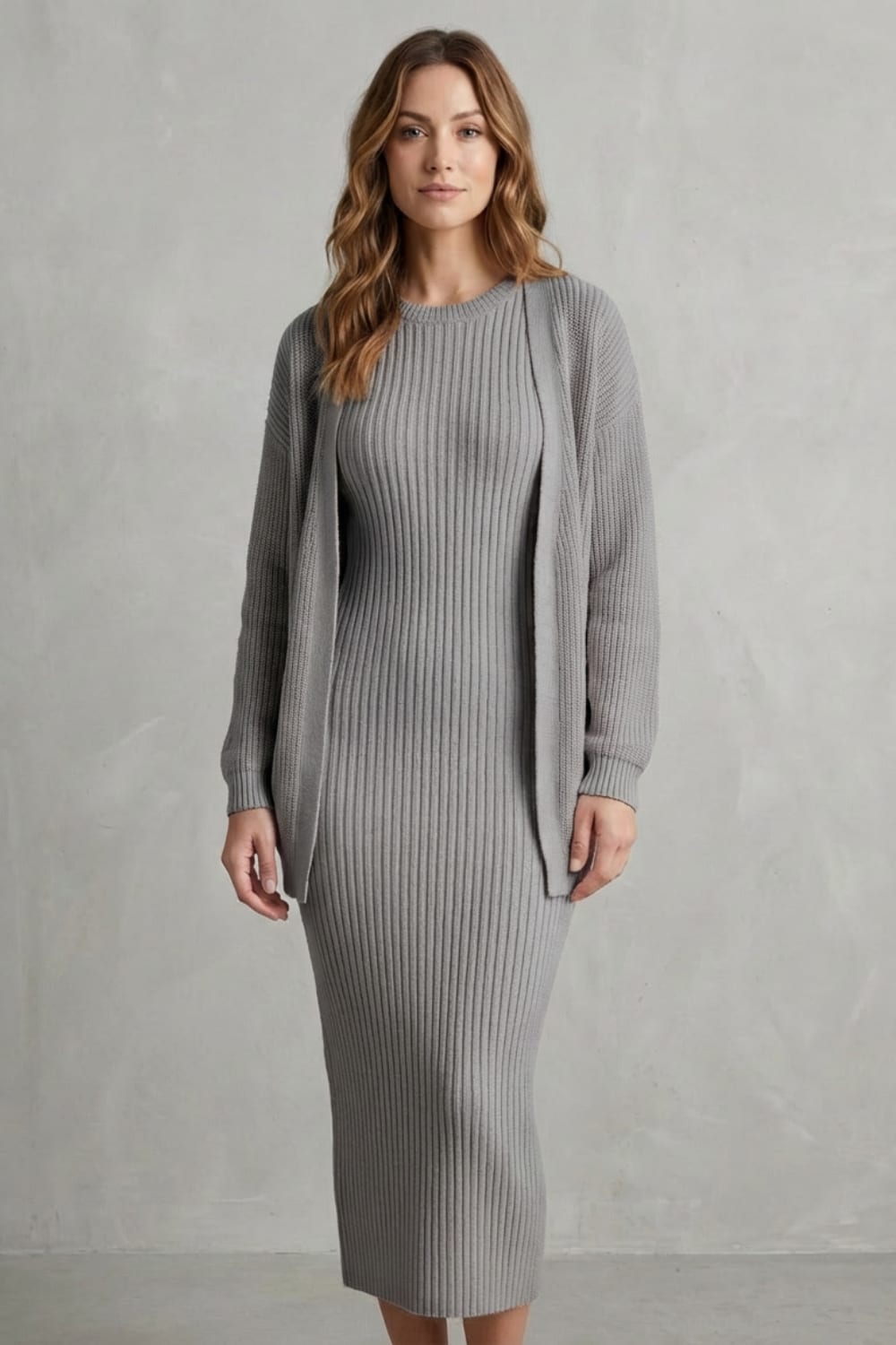 Adriana Ribbed Knit Midi Dress Set_12