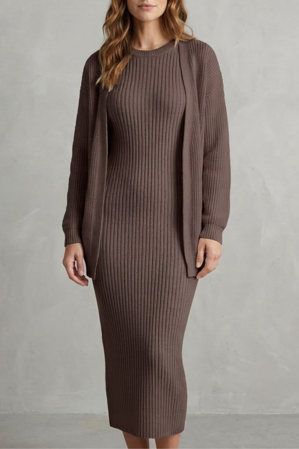 Adriana Ribbed Knit Midi Dress Set_13
