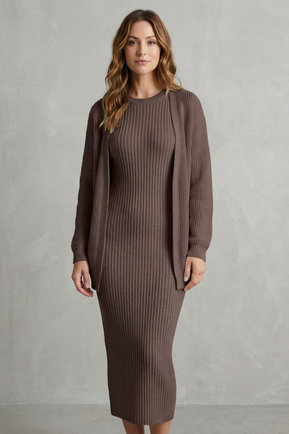 Adriana Ribbed Knit Midi Dress Set_14