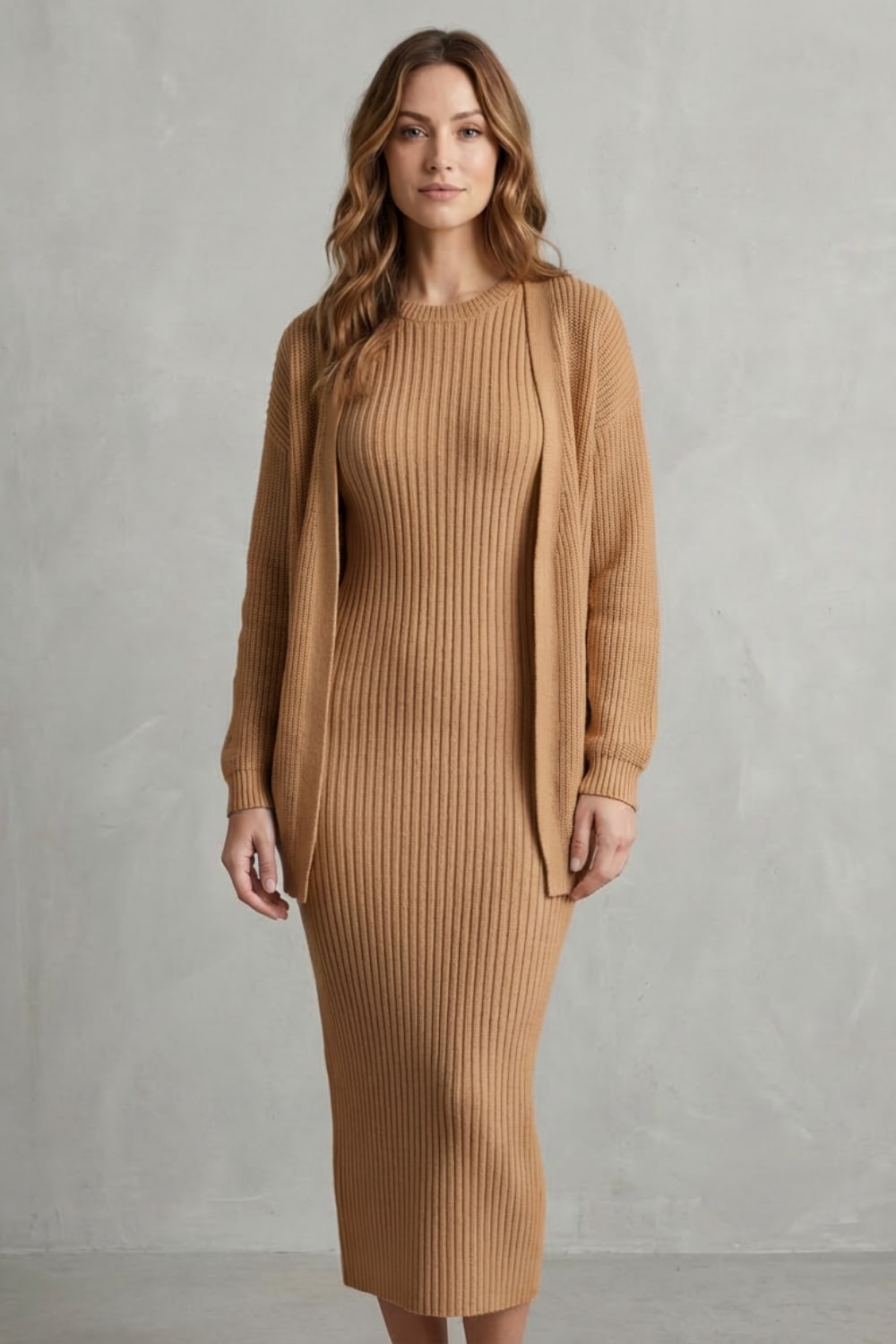 Adriana Ribbed Knit Midi Dress Set_18