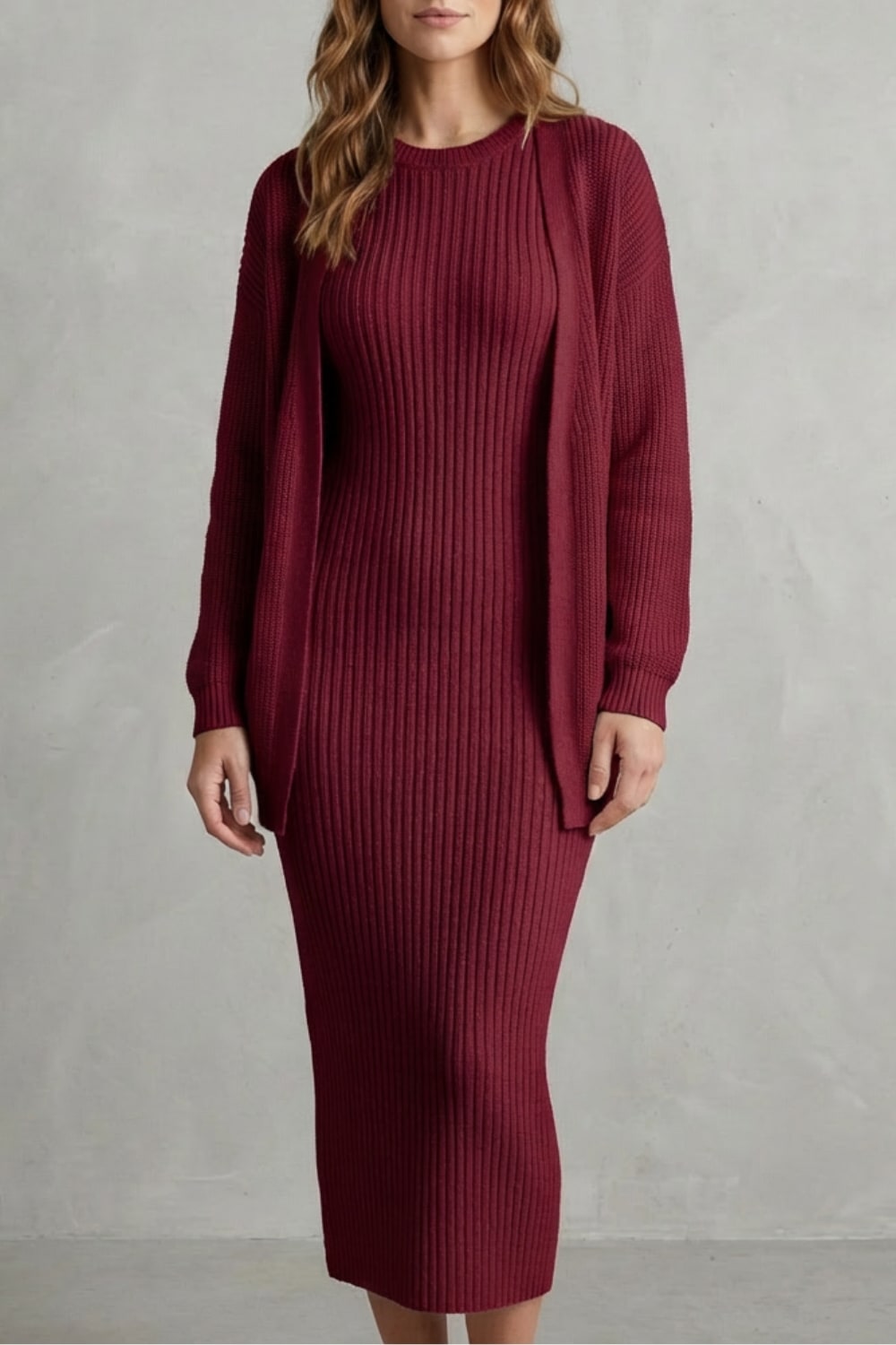 Adriana Ribbed Knit Midi Dress Set_19
