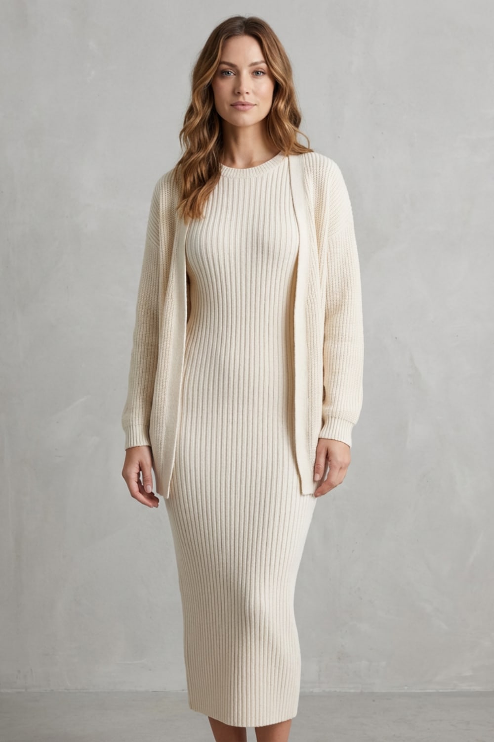 Adriana Ribbed Knit Midi Dress Set_2