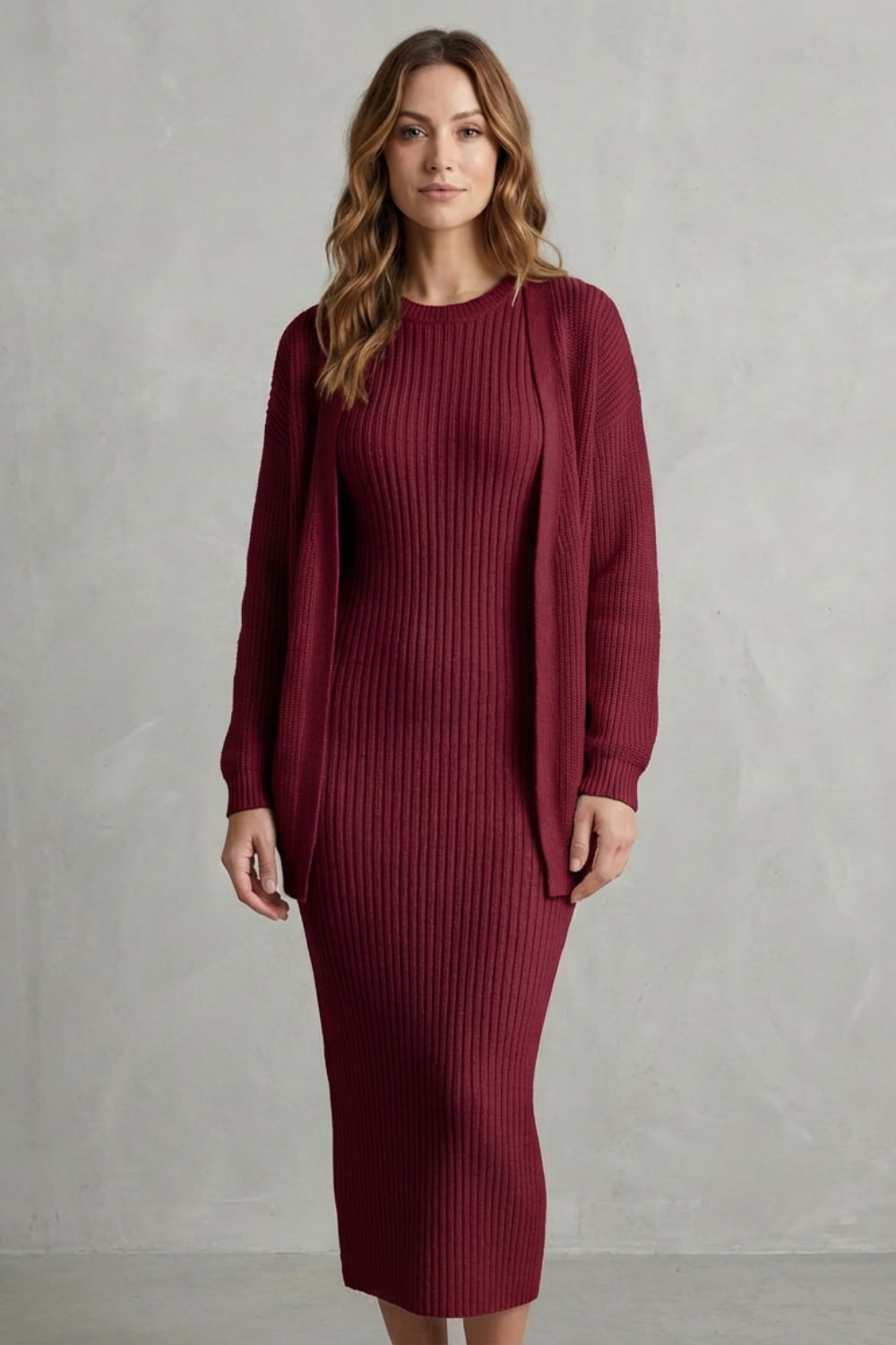 Adriana Ribbed Knit Midi Dress Set_20