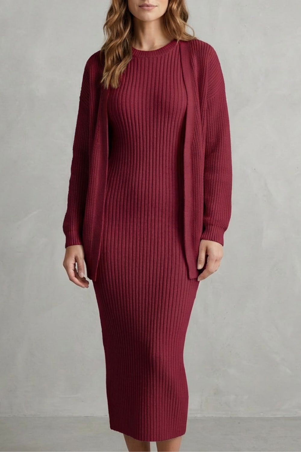 Adriana Ribbed Knit Midi Dress Set_21