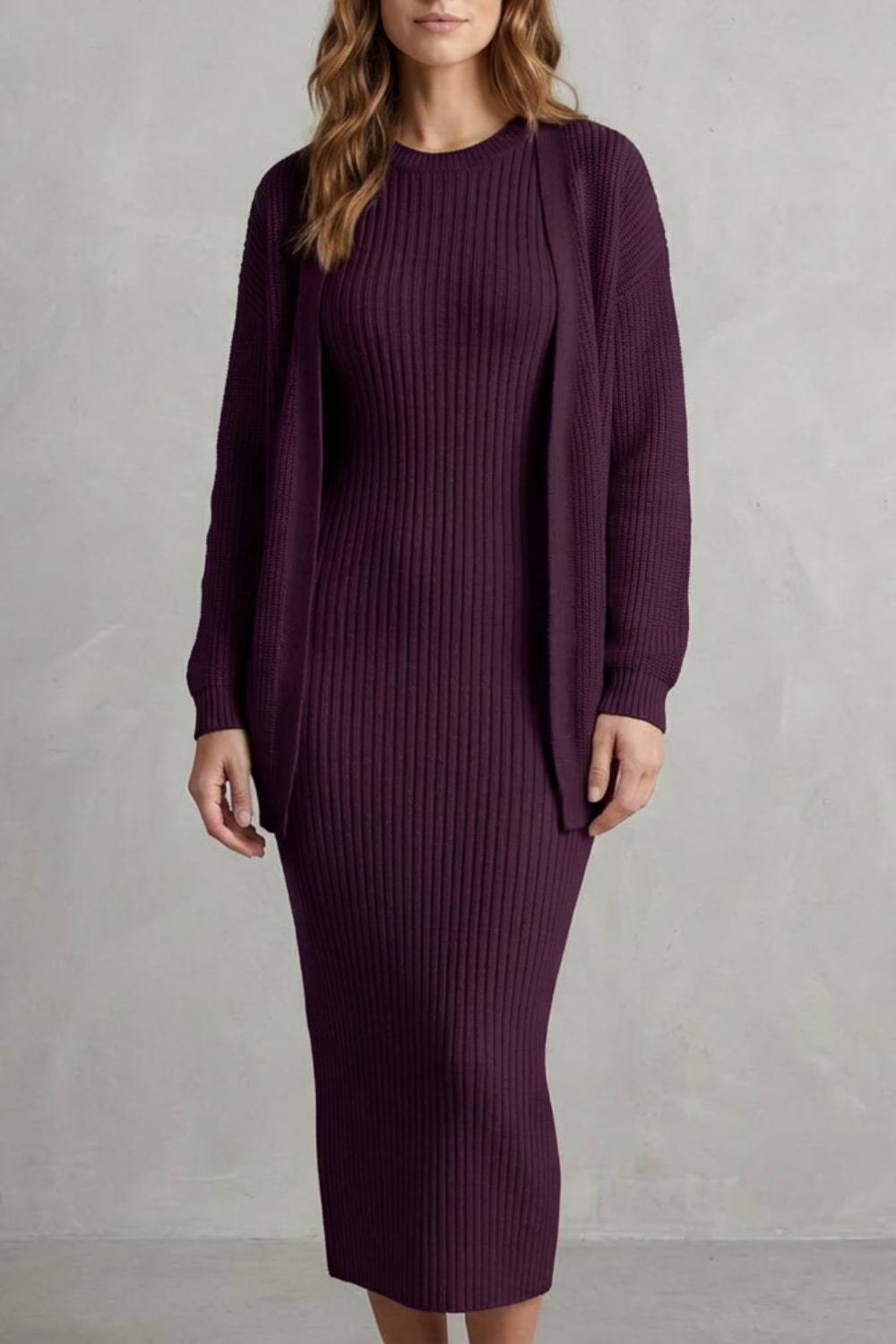 Adriana Ribbed Knit Midi Dress Set_23