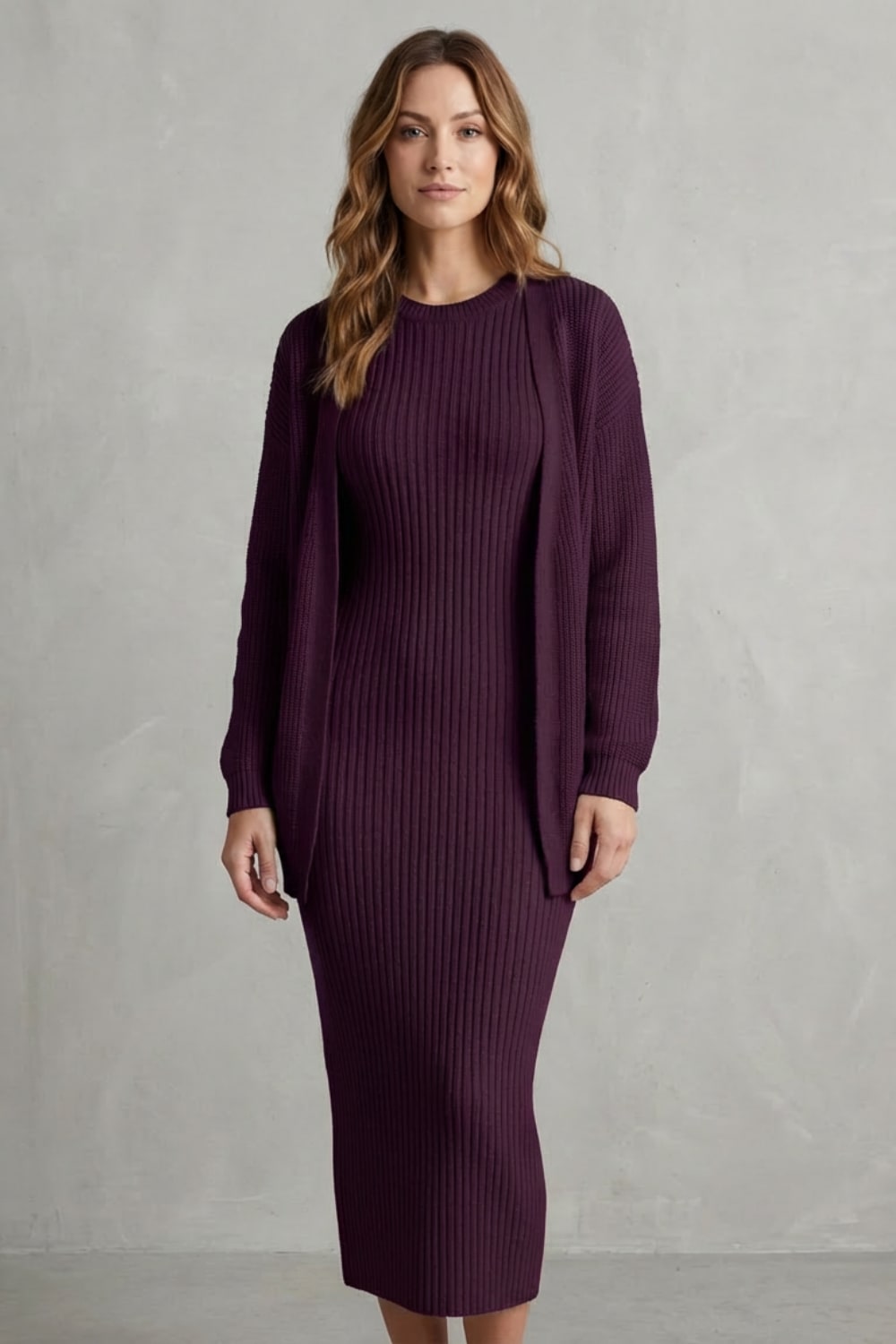 Adriana Ribbed Knit Midi Dress Set_24