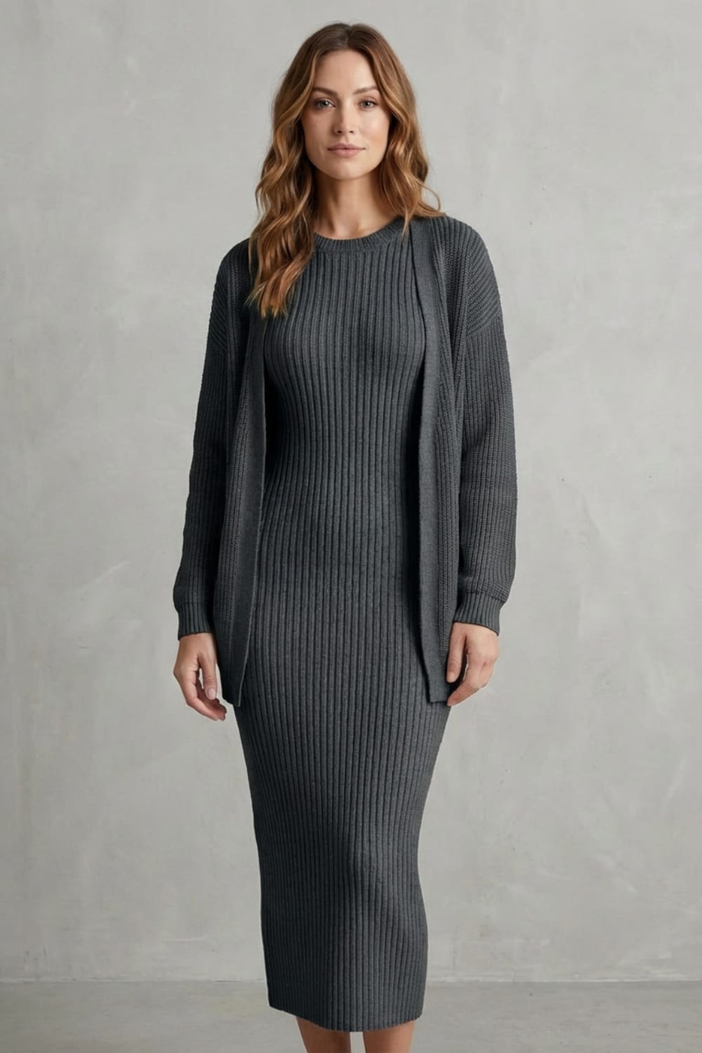 Adriana Ribbed Knit Midi Dress Set_28