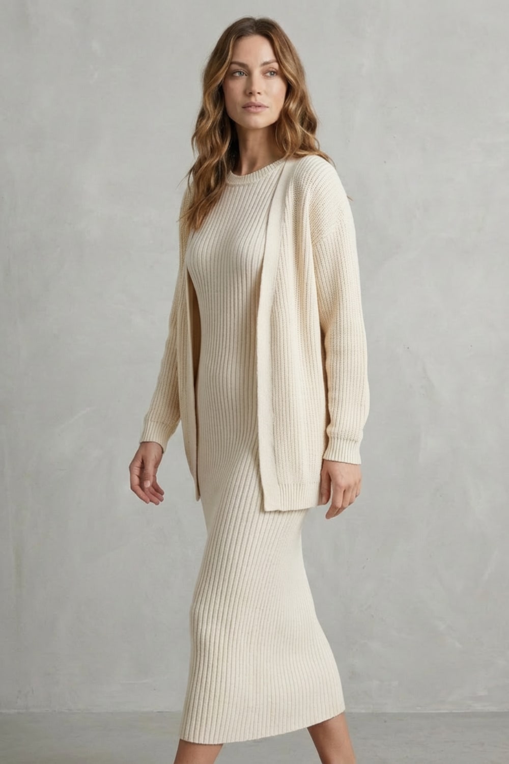 Adriana Ribbed Knit Midi Dress Set_3