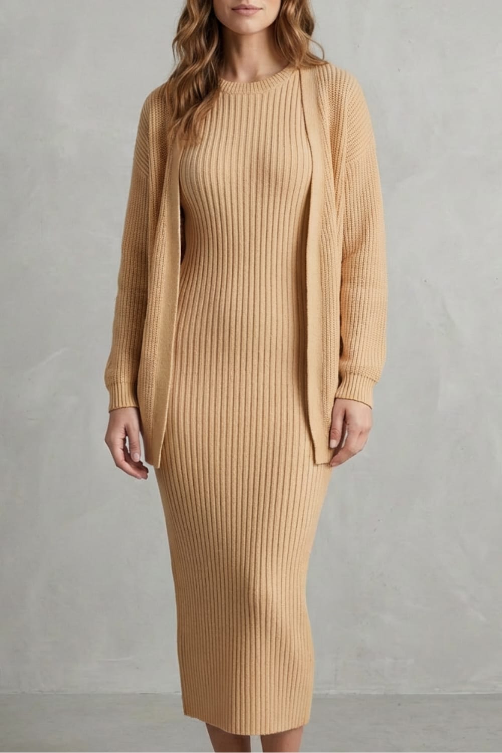 Adriana Ribbed Knit Midi Dress Set_31