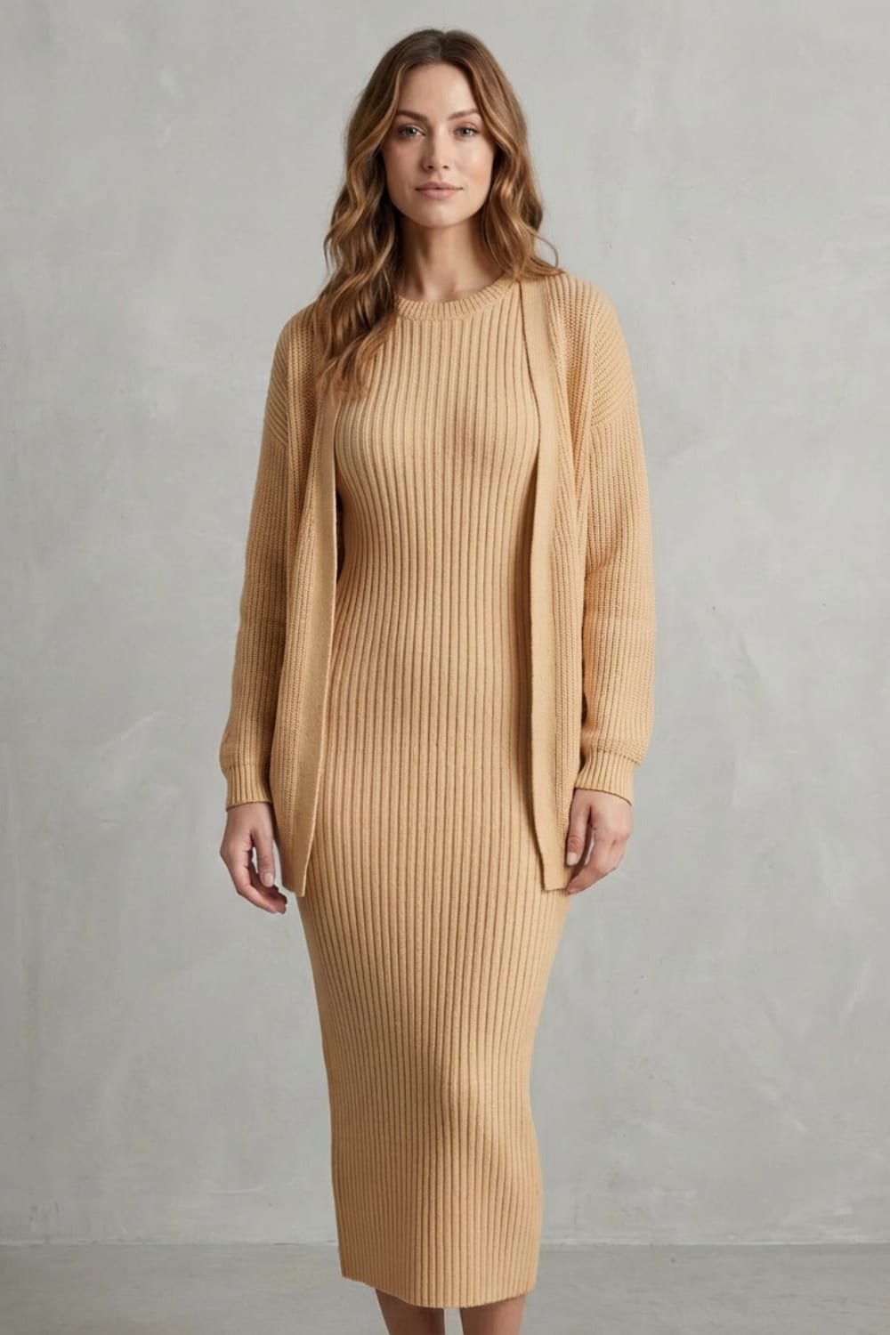 Adriana Ribbed Knit Midi Dress Set_32