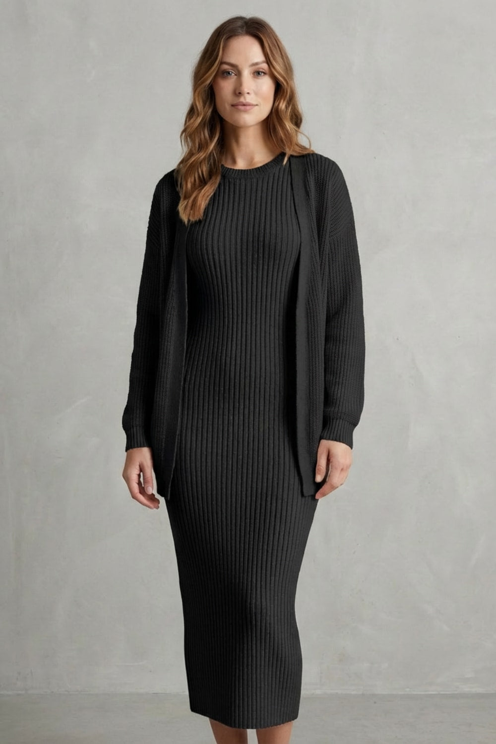 Adriana Ribbed Knit Midi Dress Set_6