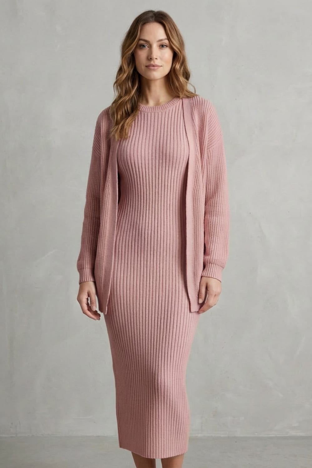 Adriana Ribbed Knit Midi Dress Set_8