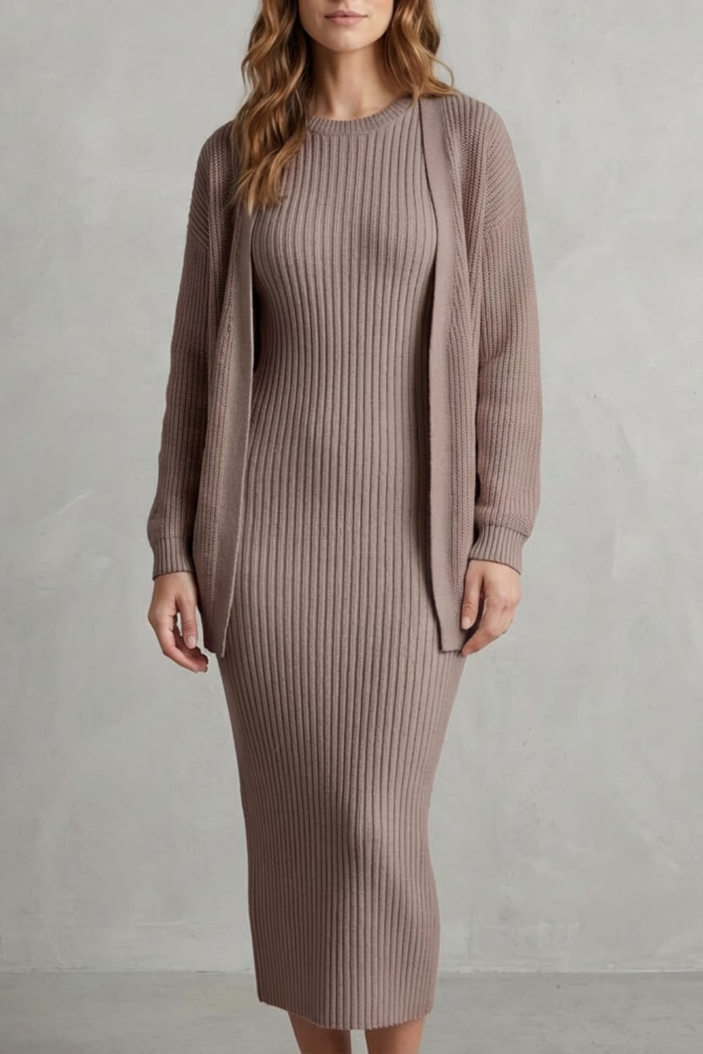 Adriana Ribbed Knit Midi Dress Set_9