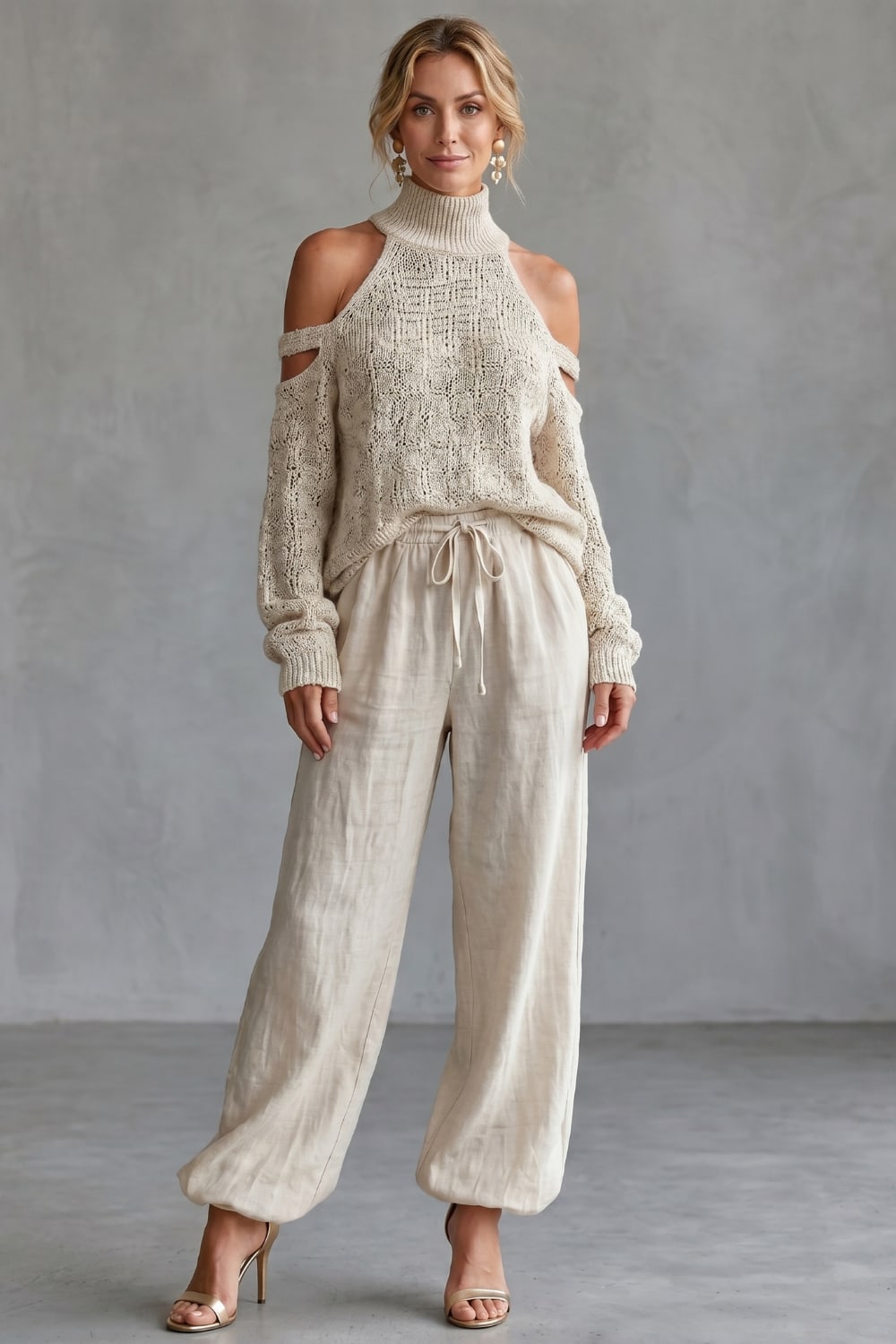 Irati Cold Shoulder Knit Trouser Set_2