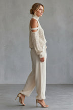 Irati Cold Shoulder Knit Trouser Set_3
