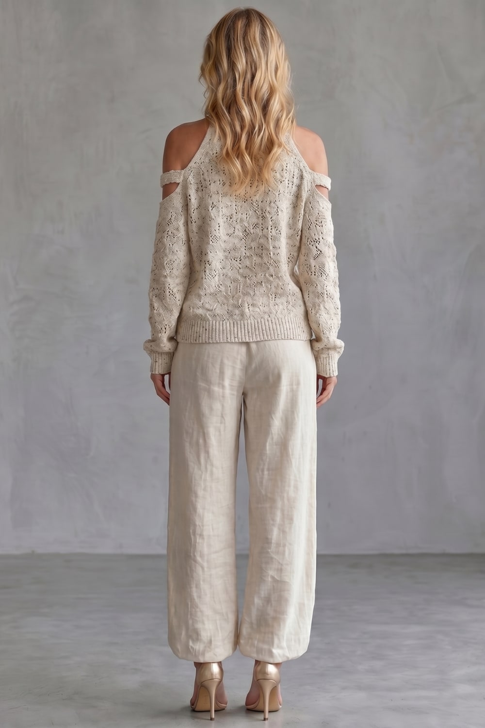 Irati Cold Shoulder Knit Trouser Set_4