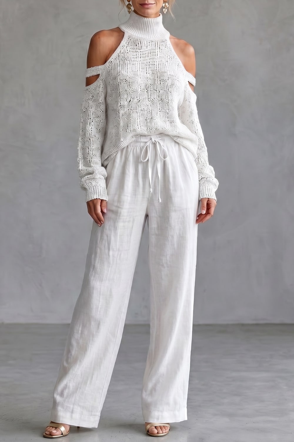 Irati Cold Shoulder Knit Trouser Set_5
