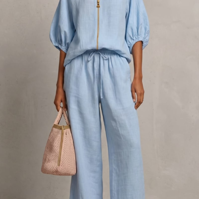 Jimena Zip Front Wide Leg Trouser Set_1