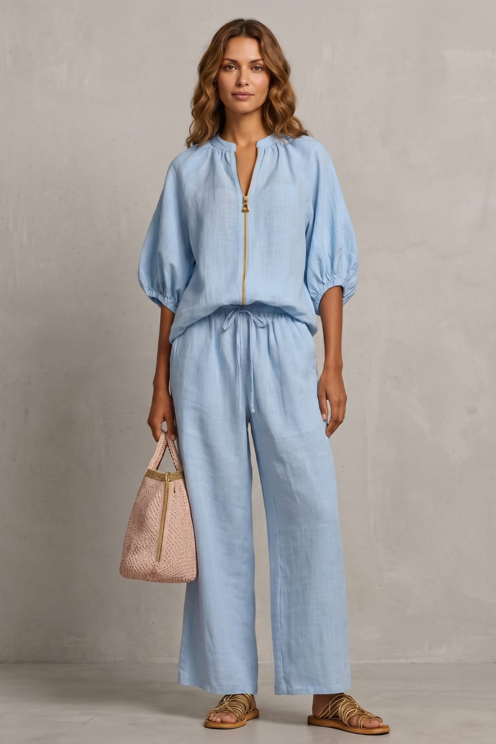 Jimena Zip Front Wide Leg Trouser Set_2