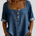 Daphne Square Neck Denim Blouse_1