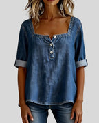 Daphne Square Neck Denim Blouse_2