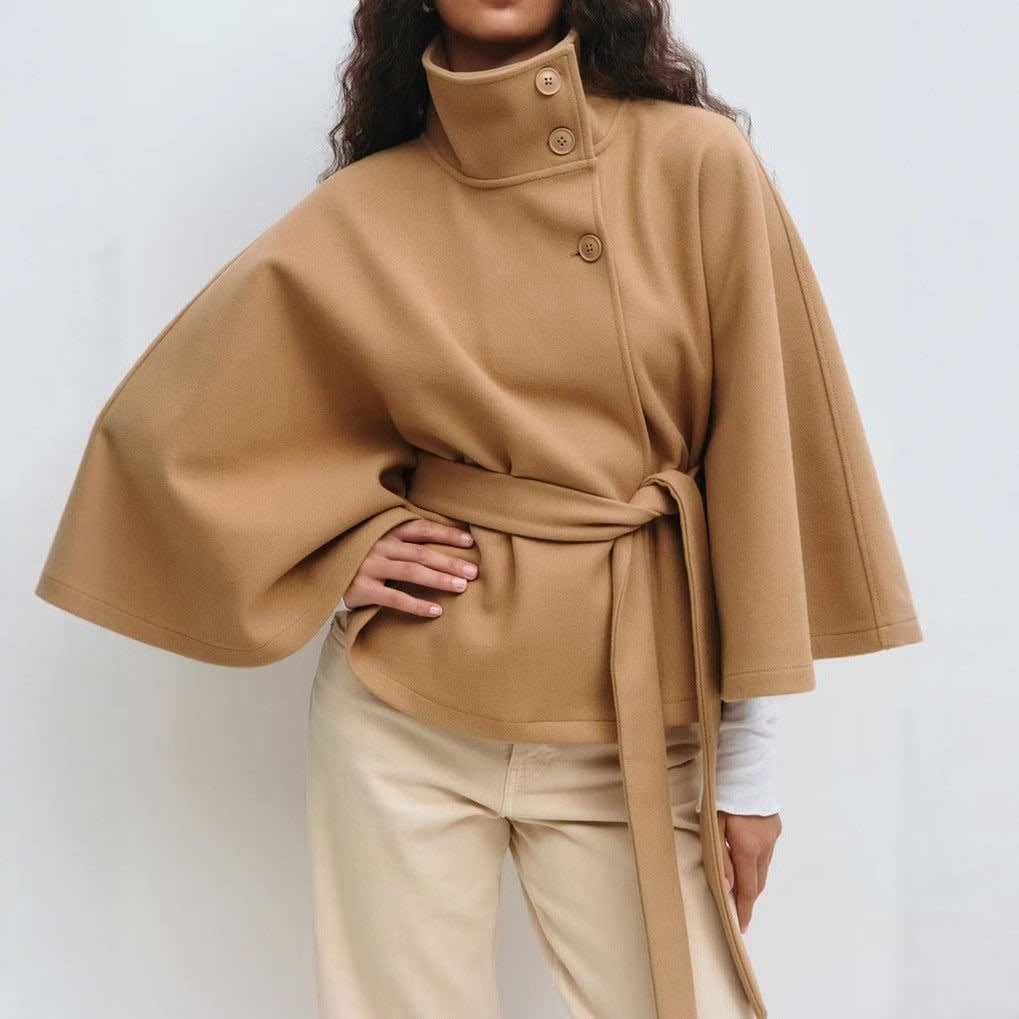 Elena Belted Wool Cape Coat_1