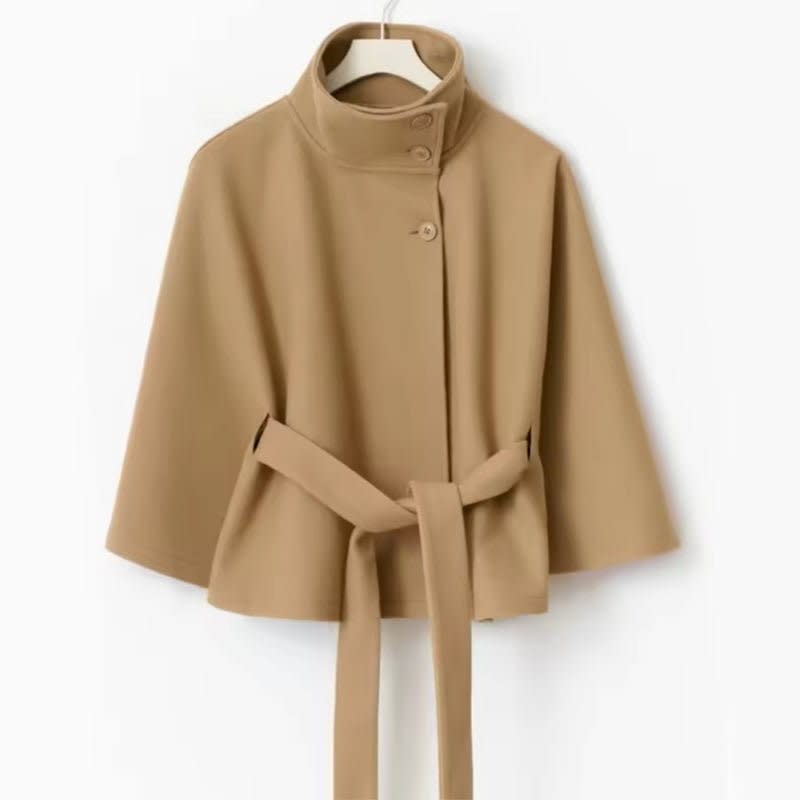 Elena Belted Wool Cape Coat_5