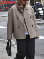 Roos Double Breasted Wool Blend Pea Coat_2