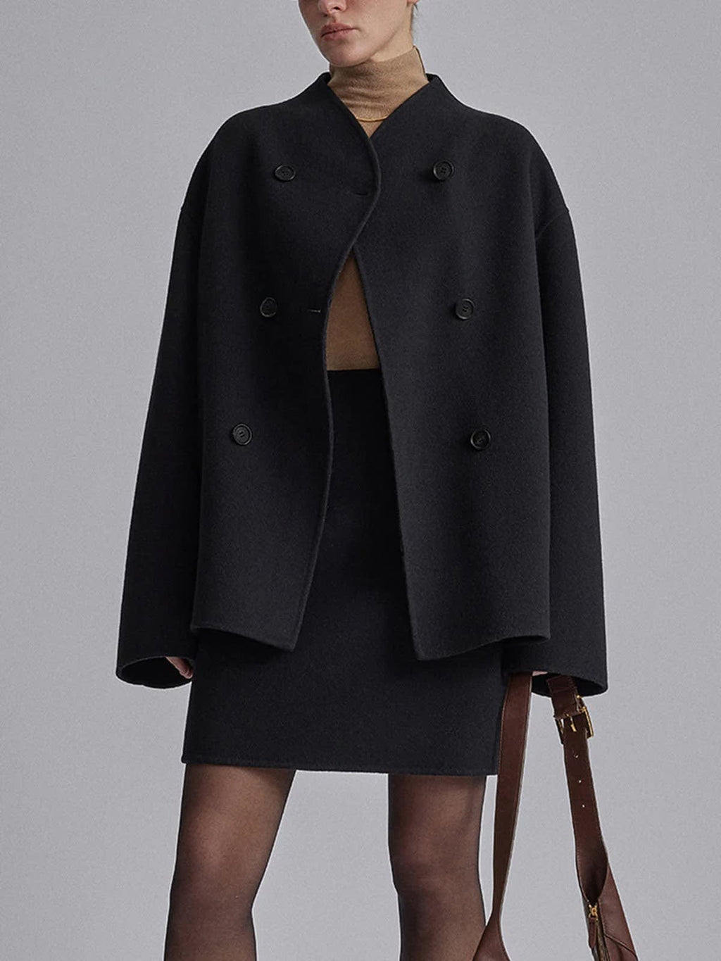 Roos Double Breasted Wool Blend Pea Coat_5