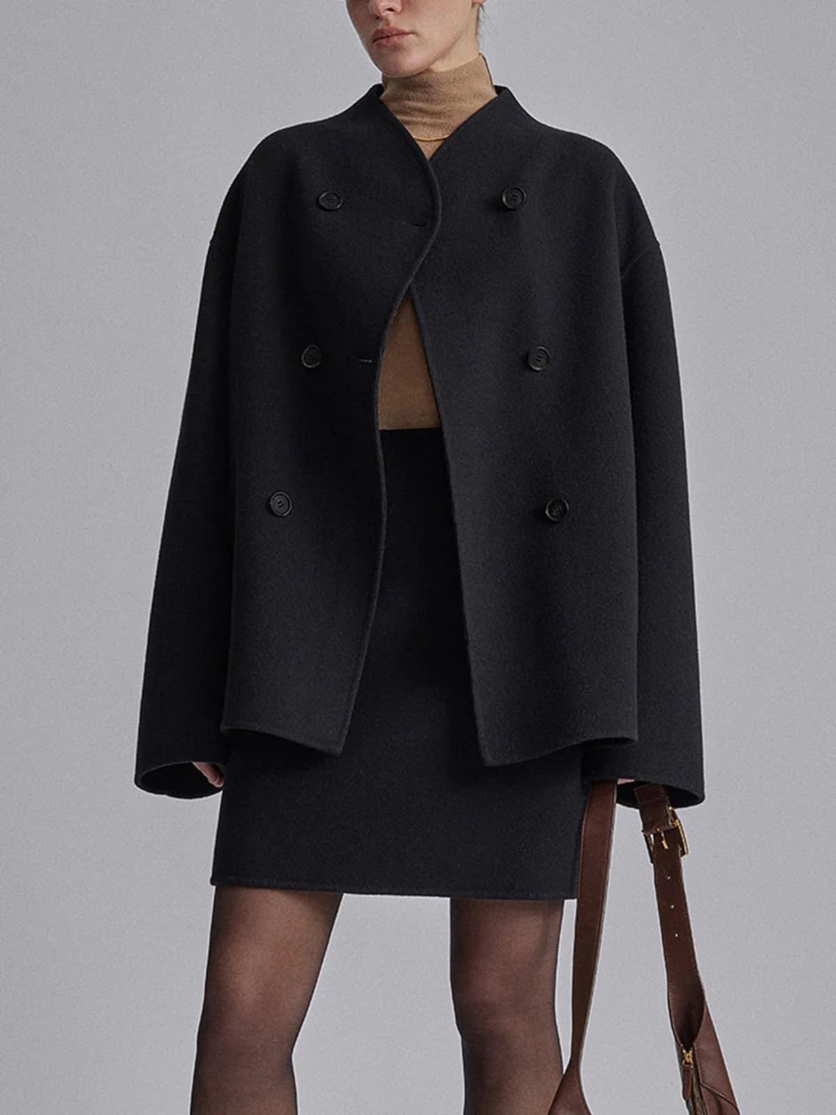 Roos Double Breasted Wool Blend Pea Coat_5