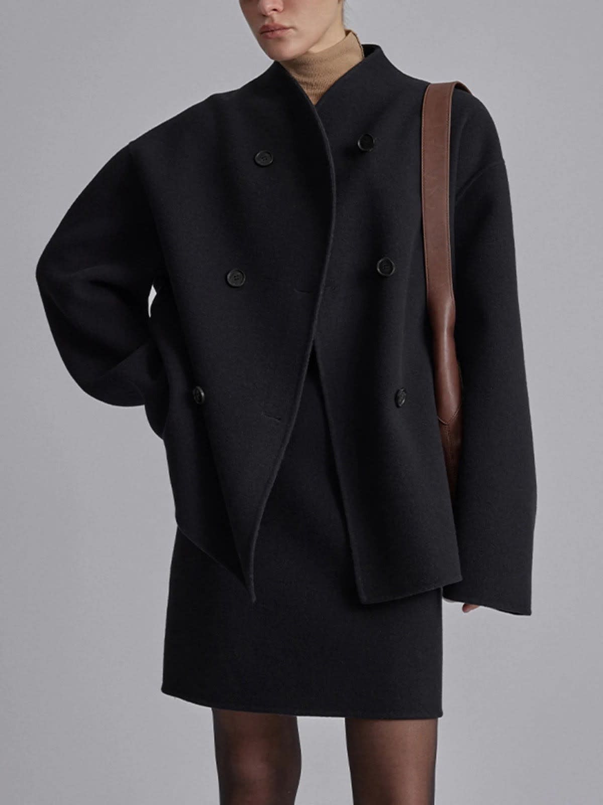 Roos Double Breasted Wool Blend Pea Coat_6
