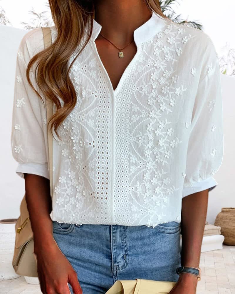 Vega Embroidered Puff Sleeve Blouse_3