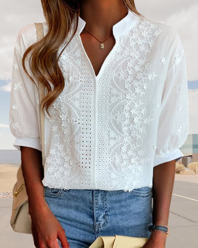 Vega Embroidered Puff Sleeve Blouse_4