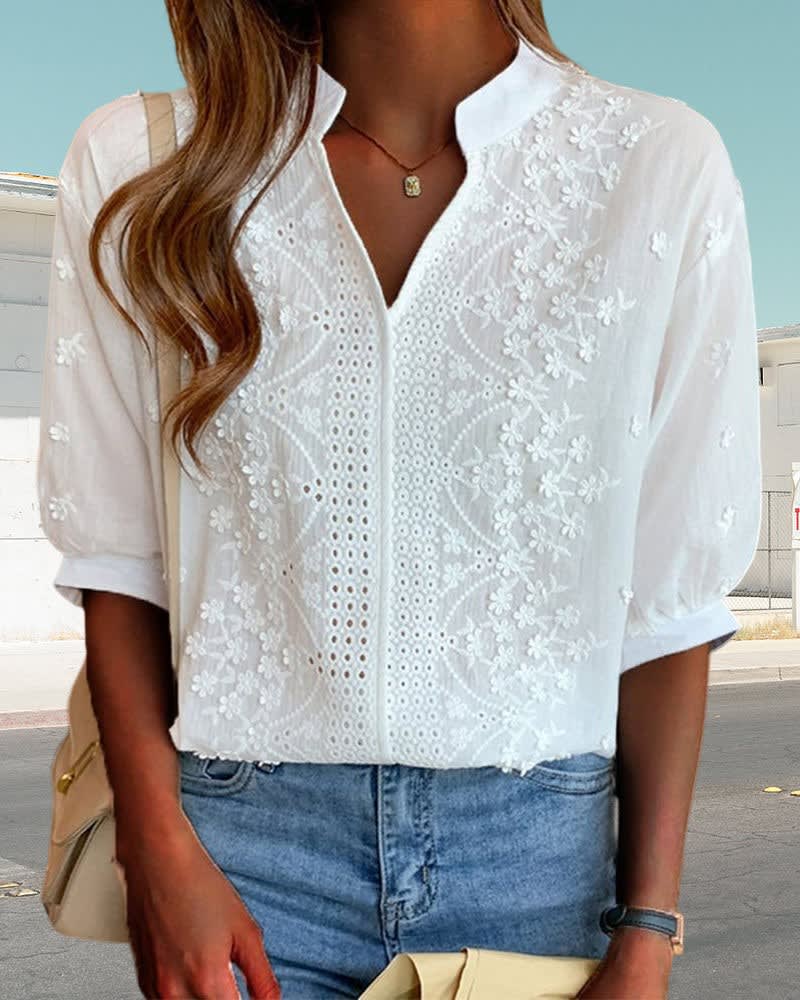 Vega Embroidered Puff Sleeve Blouse_5