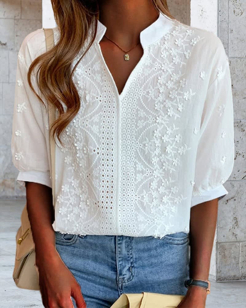 Vega Embroidered Puff Sleeve Blouse_8