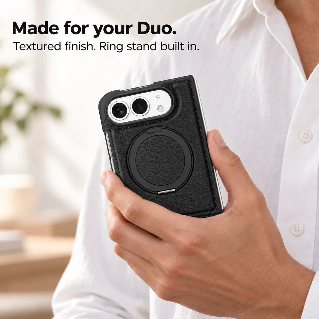 Leather iPhone Duo Case with Ring Kickstand