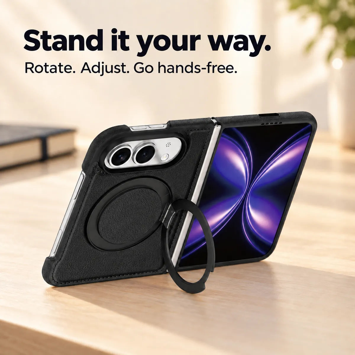 Leather iPhone Duo Case with Ring Kickstand