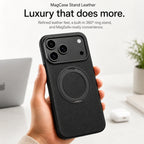 Leather Phone Case with Folding Ring Stand
