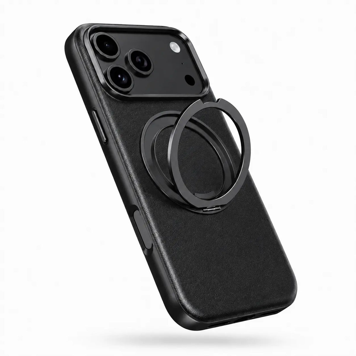Leather Phone Case with Folding Ring Stand