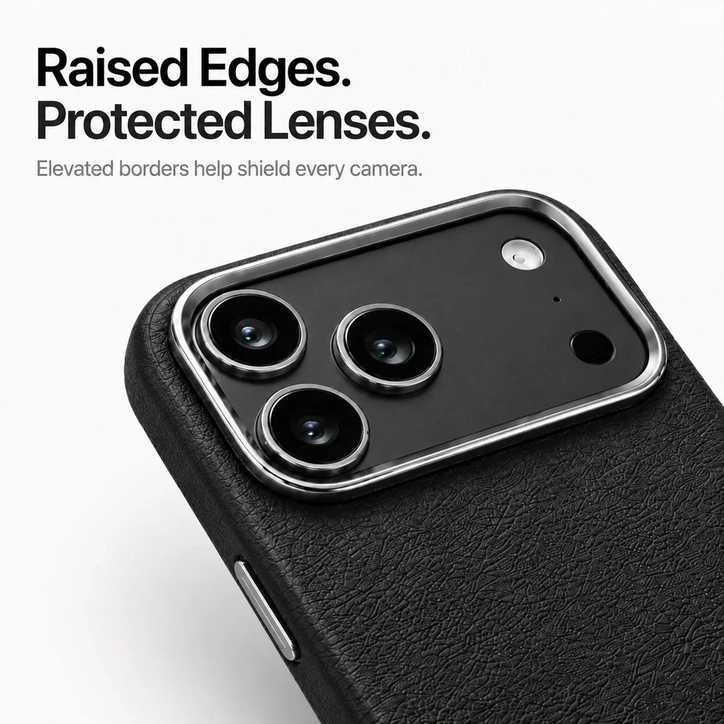 Leather iPhone Case with Metal Lens Frame