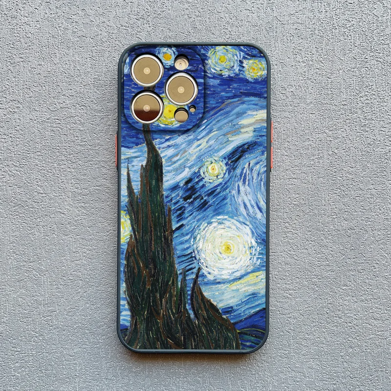 Famous Oil Painting iPhone Case Van Gogh Art Collection with Raised Camera Frame and Lens Guard