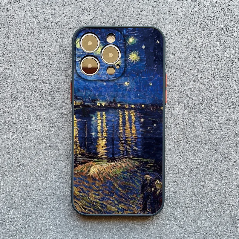 Famous Oil Painting iPhone Case Van Gogh Art Collection with Raised Camera Frame and Lens Guard