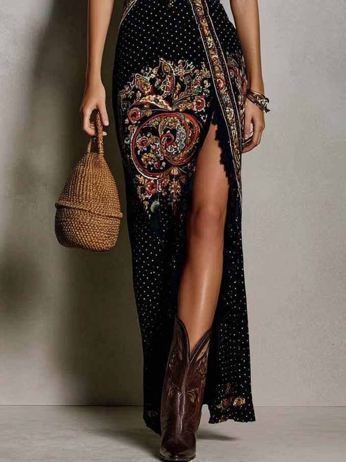 Imke Paisley Print High Slit Maxi Dress_3