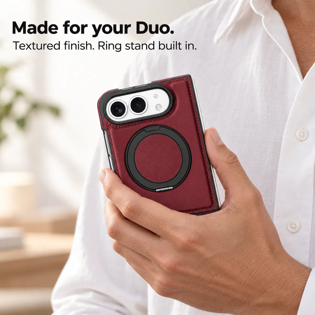 Leather iPhone Duo Case with Ring Kickstand