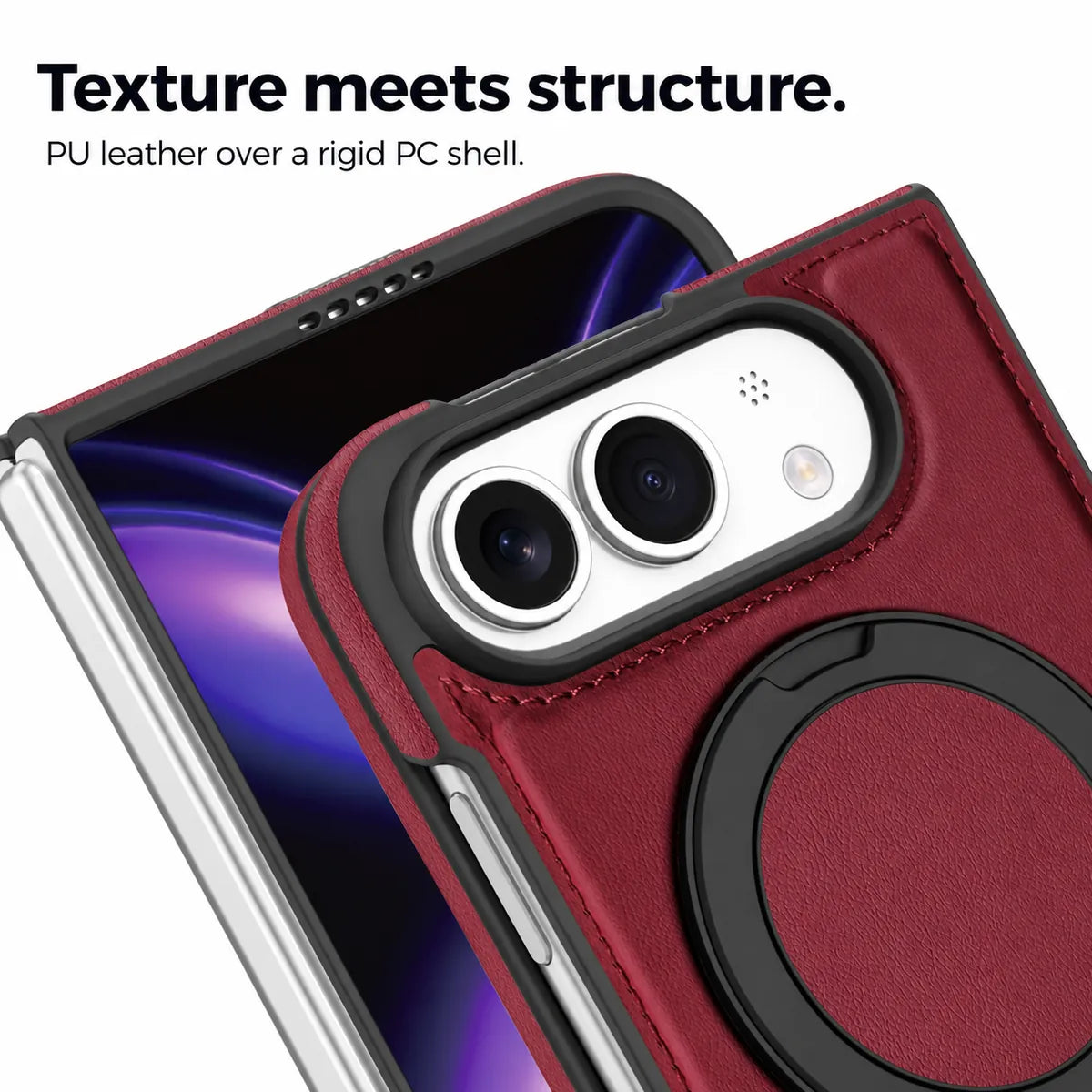Leather iPhone Duo Case with Ring Kickstand